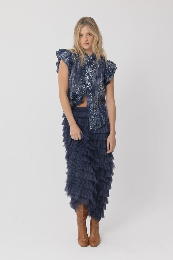 Sequin Me Blouse Indigo