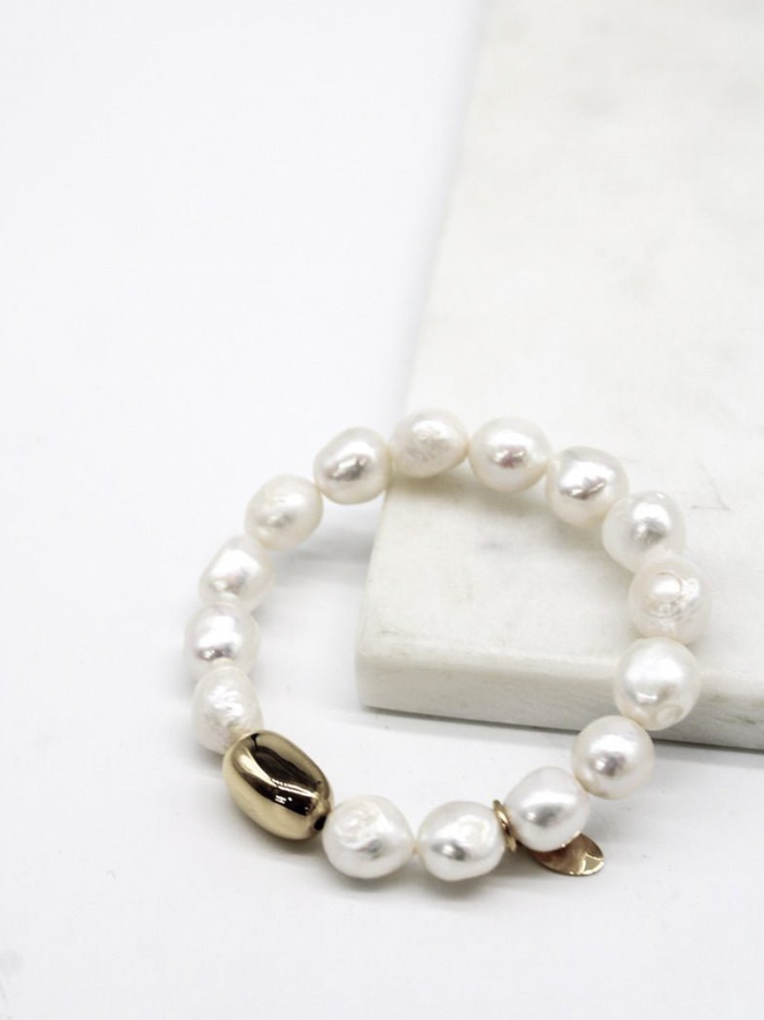 Pearl Bracelet Gold Bean