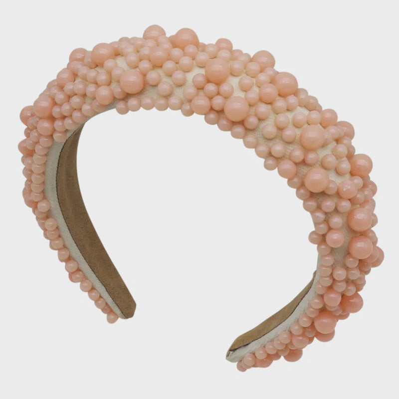 Blaire Apricot Pearl Beaded Headband