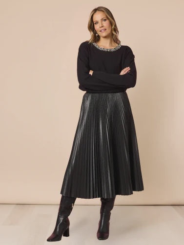 Florence Pleat Skirt Black