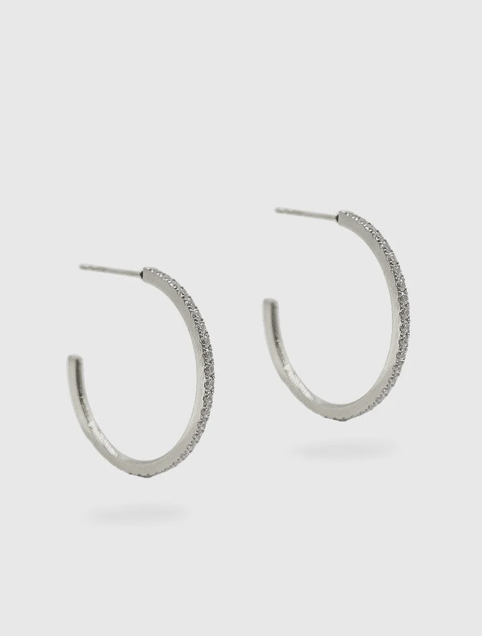 Fine Crystal Hoops Silver