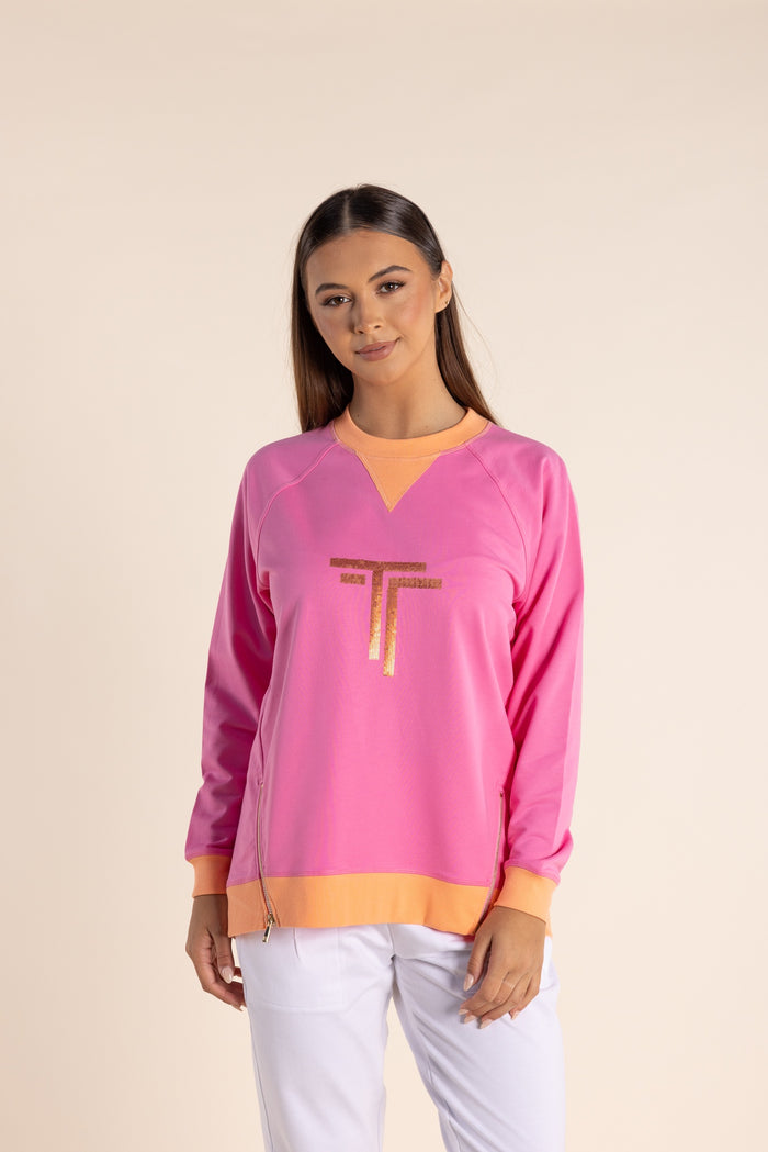 Sequin Sweat Pink Manderine