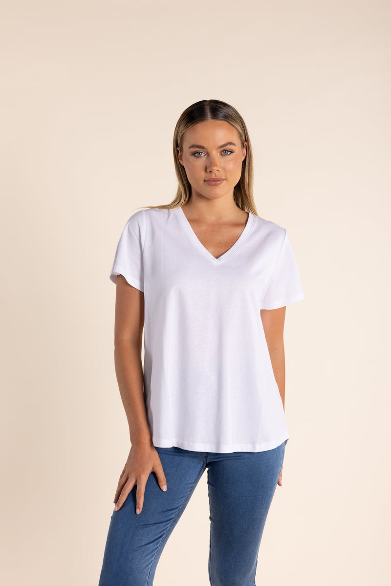 V Neck Tee White