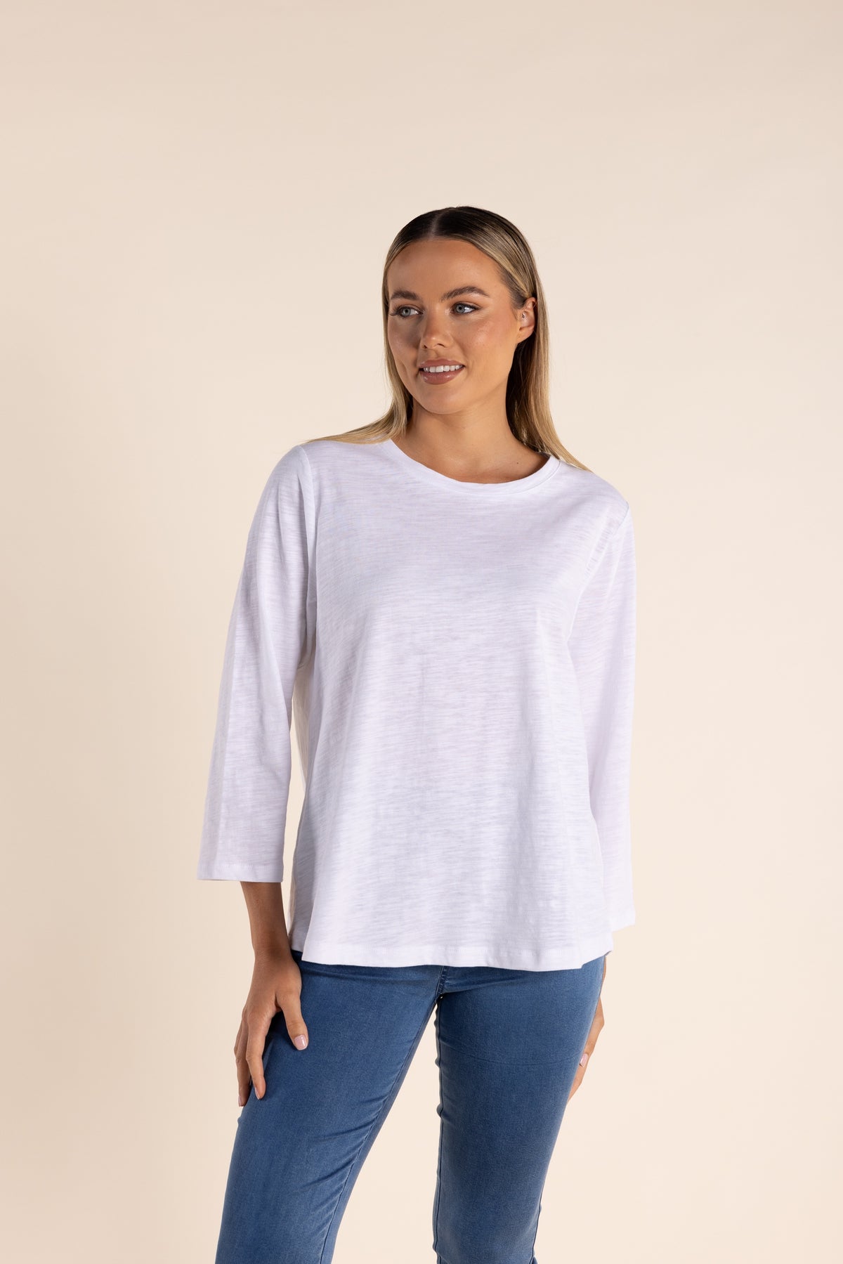 Long Sleeve Crew Tee White