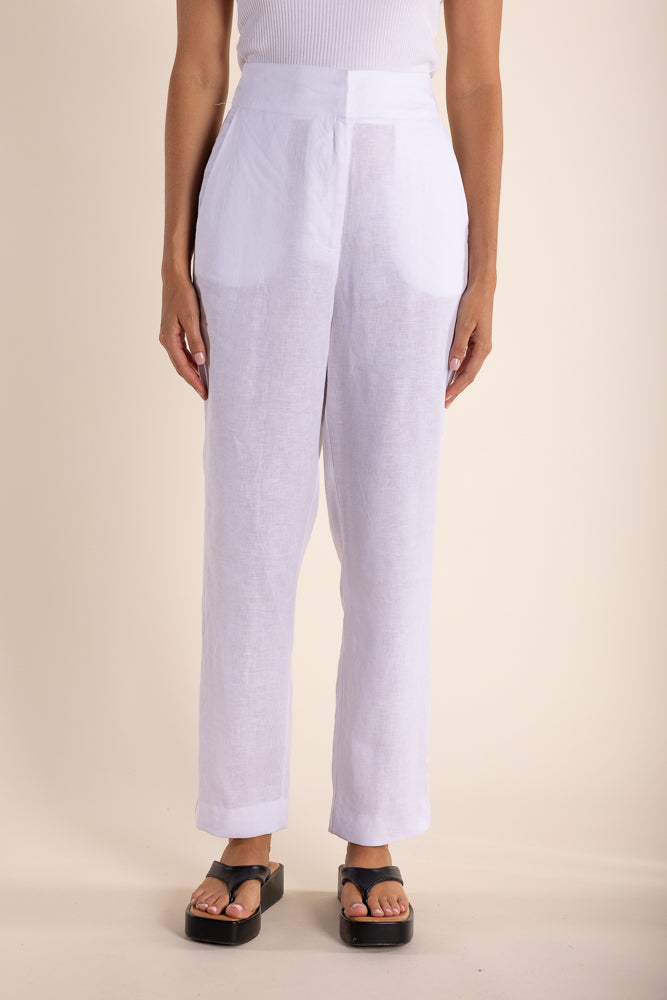 Linen 7/8 Pant White