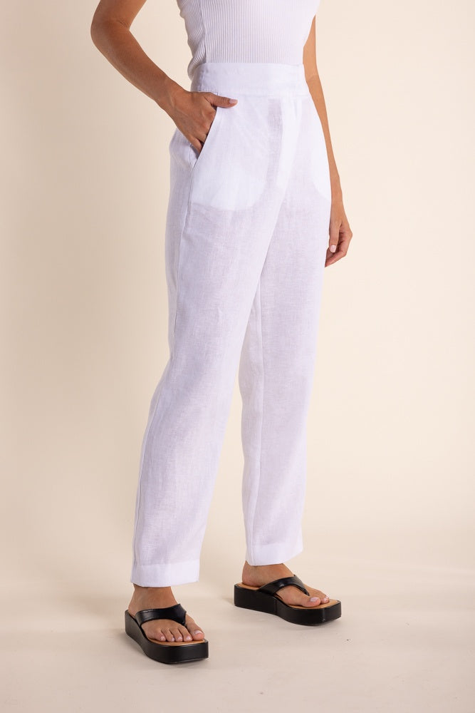 Linen 7/8 Pant White