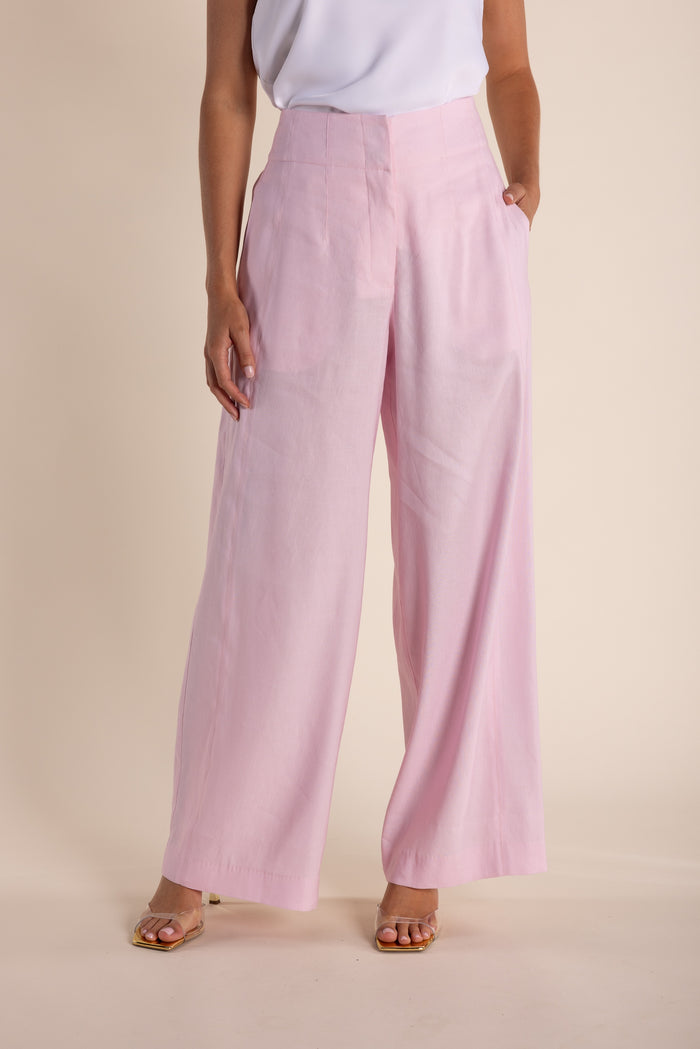 Linen Pant Pink Rose