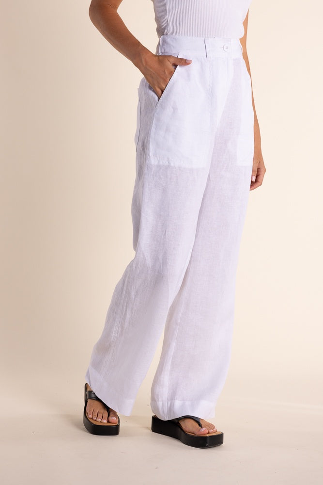 Linen Wide Leg Pant White