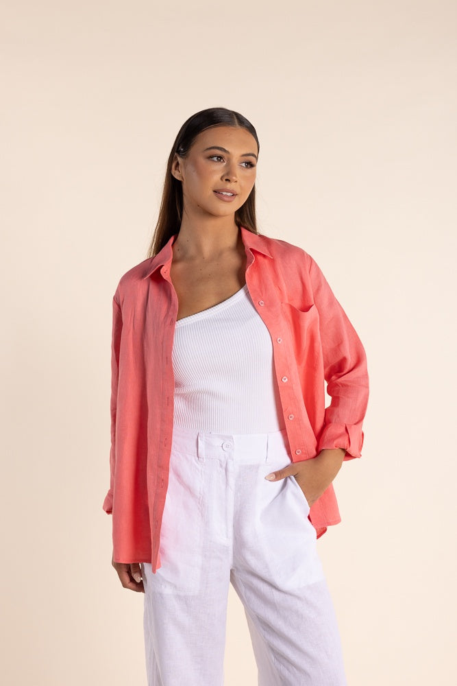 Linen Shirt Spring Pink