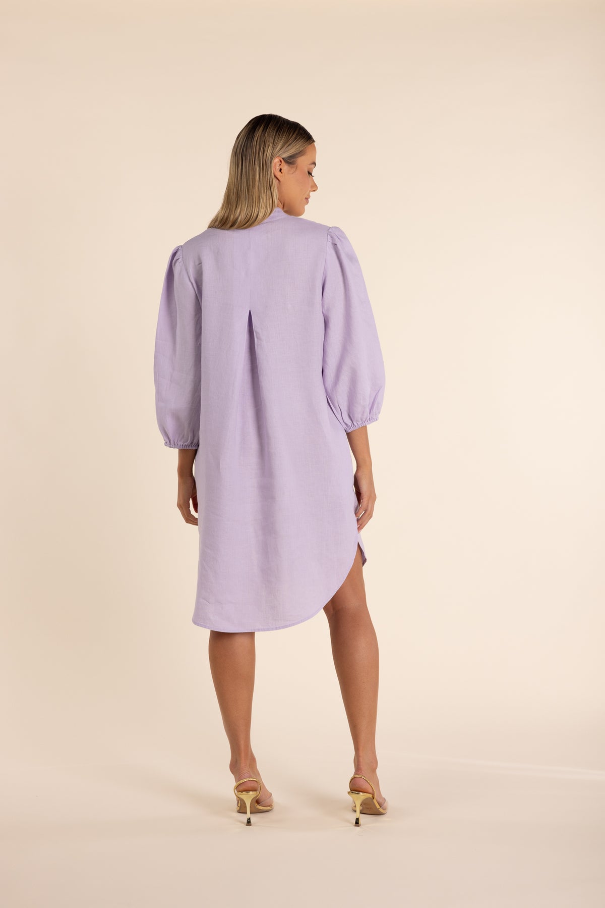 Linen Shirt Dress Lilac