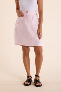 Linen Skirt Mini Pink Rose