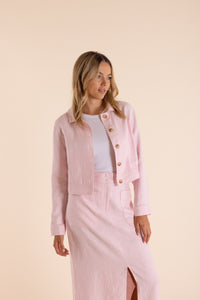 Linen Crop Jacket Pink Rose