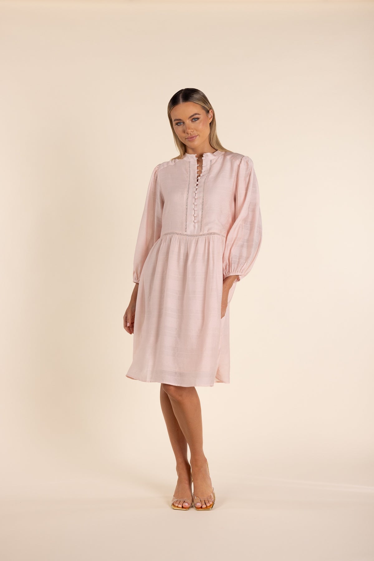 Sheer Check Dress Pink