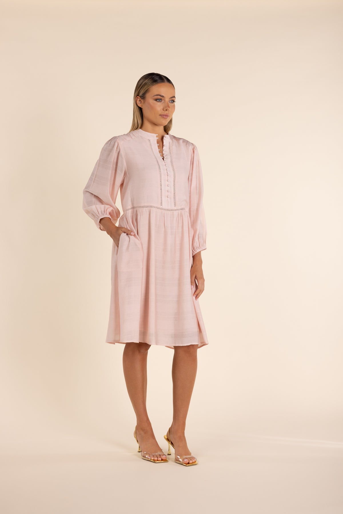 Sheer Check Dress Pink