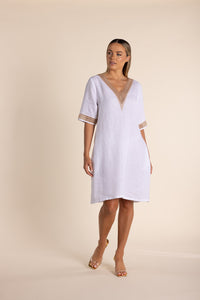 Linen Lace Dress White