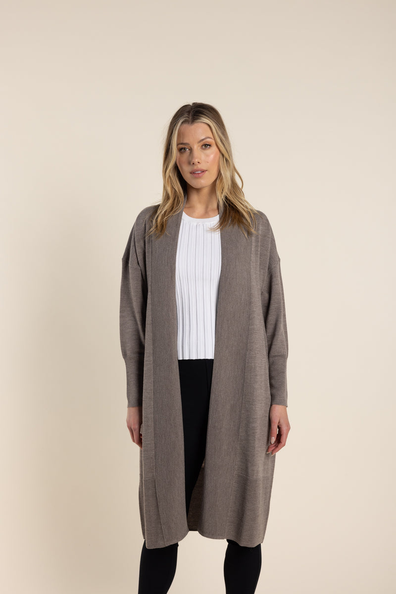 Merino Long Cardi Clove