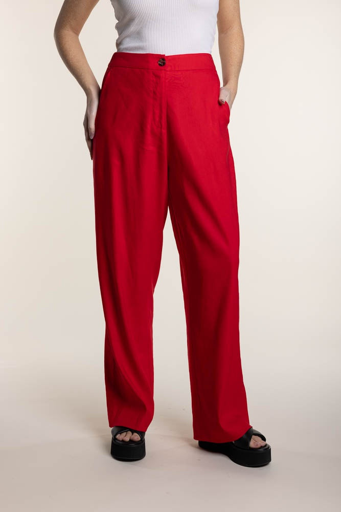 Linen Pants Red