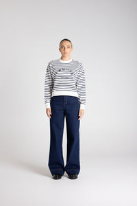 Stripe Sweat Logo Ink White