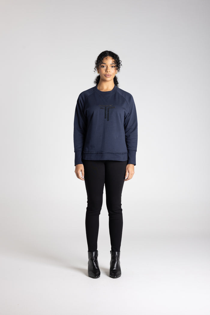 Raw Edge Sweater Logo Ink