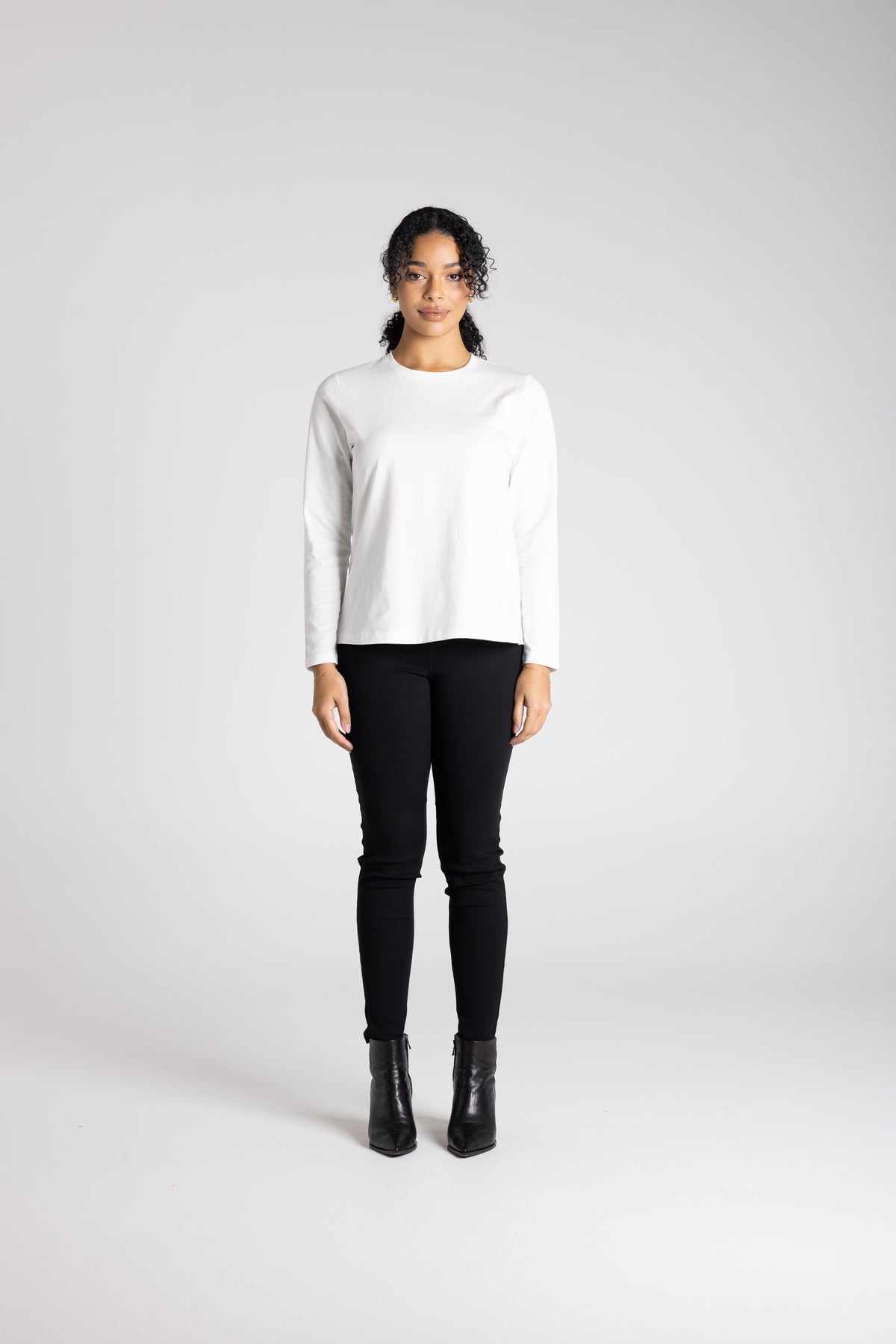 Crew Neck Long Sleeve Tee White