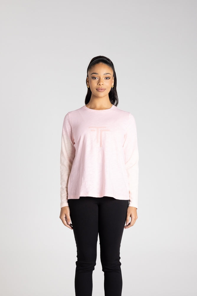 Long Sleeve Crew Logo Pale Pink