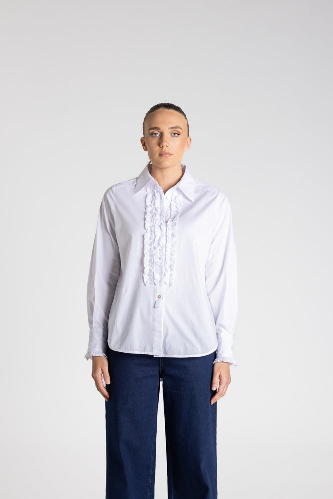 Cotton Frill Shirt White