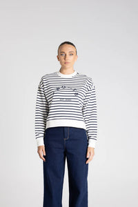 Stripe Sweat Logo Ink White