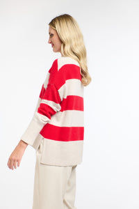 Gracie Angora Stripe Knit Red