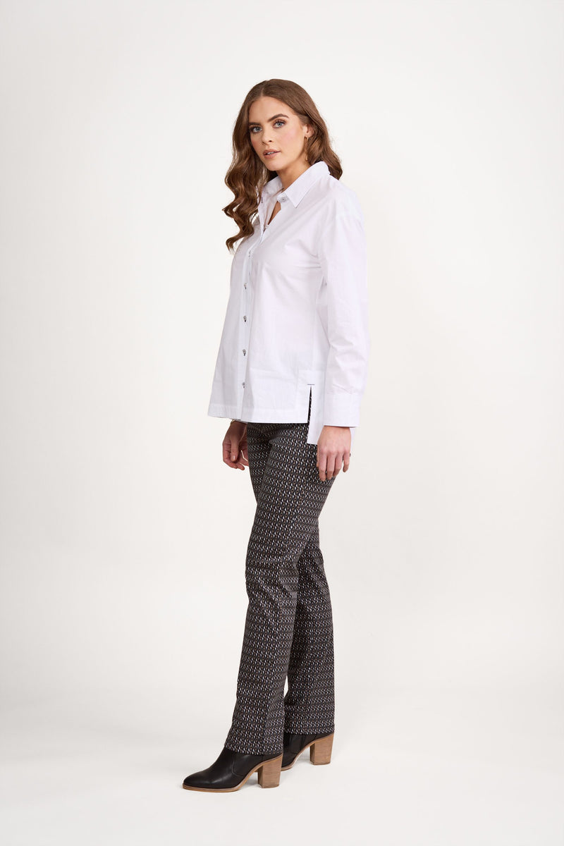 Contrast Stitch Shirt White Ink