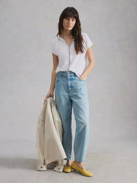 Nelly Plain Embroidered Tee White