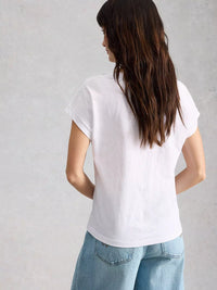 Nelly Plain Embroidered Tee White
