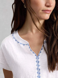 Nelly Plain Embroidered Tee White