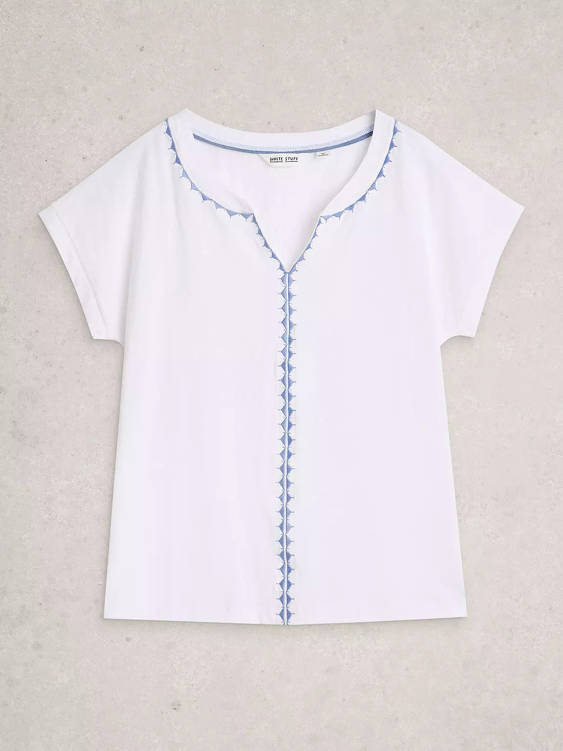 Nelly Plain Embroidered Tee White