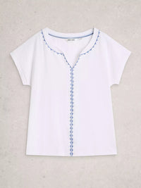 Nelly Plain Embroidered Tee White