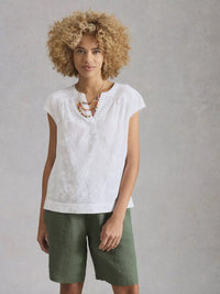 Amelia Embroidery Top White