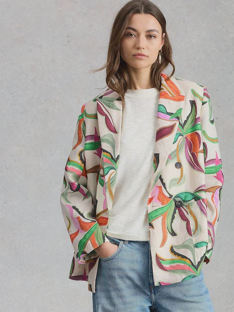 Sasha Linen Blazer Print