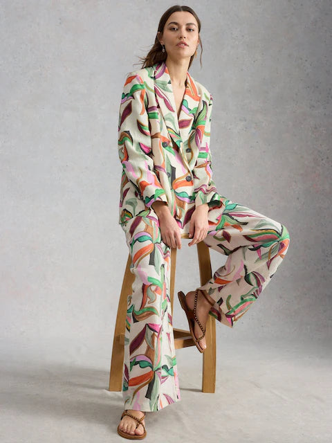 Sasha Linen Blazer Print
