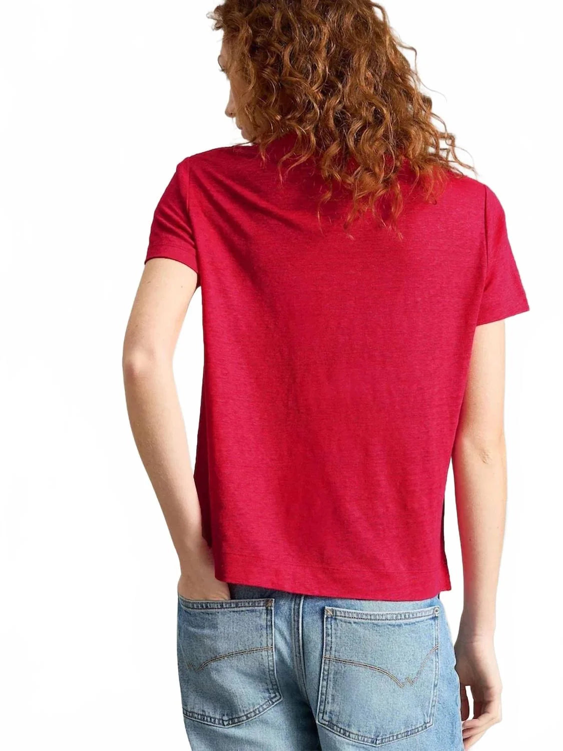 Susie V Neck Linen Tee Pink