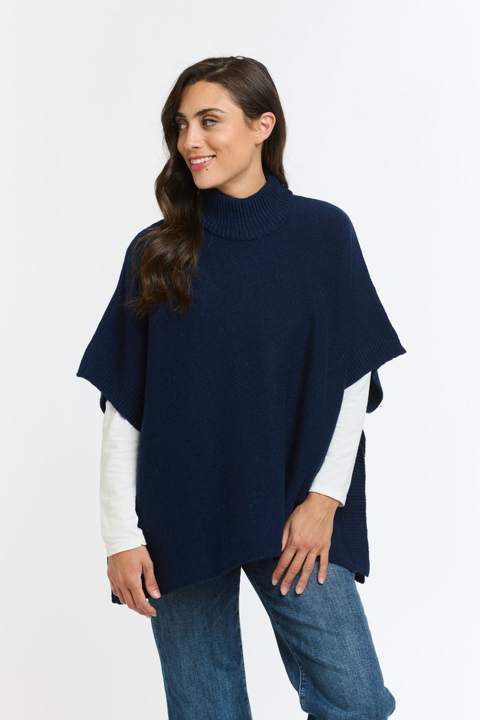 Wool Poncho Navy