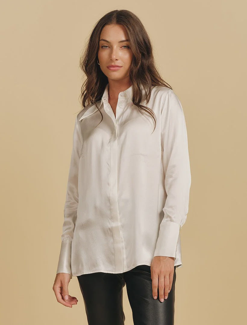 Annalise Silk Shirt Pearl White