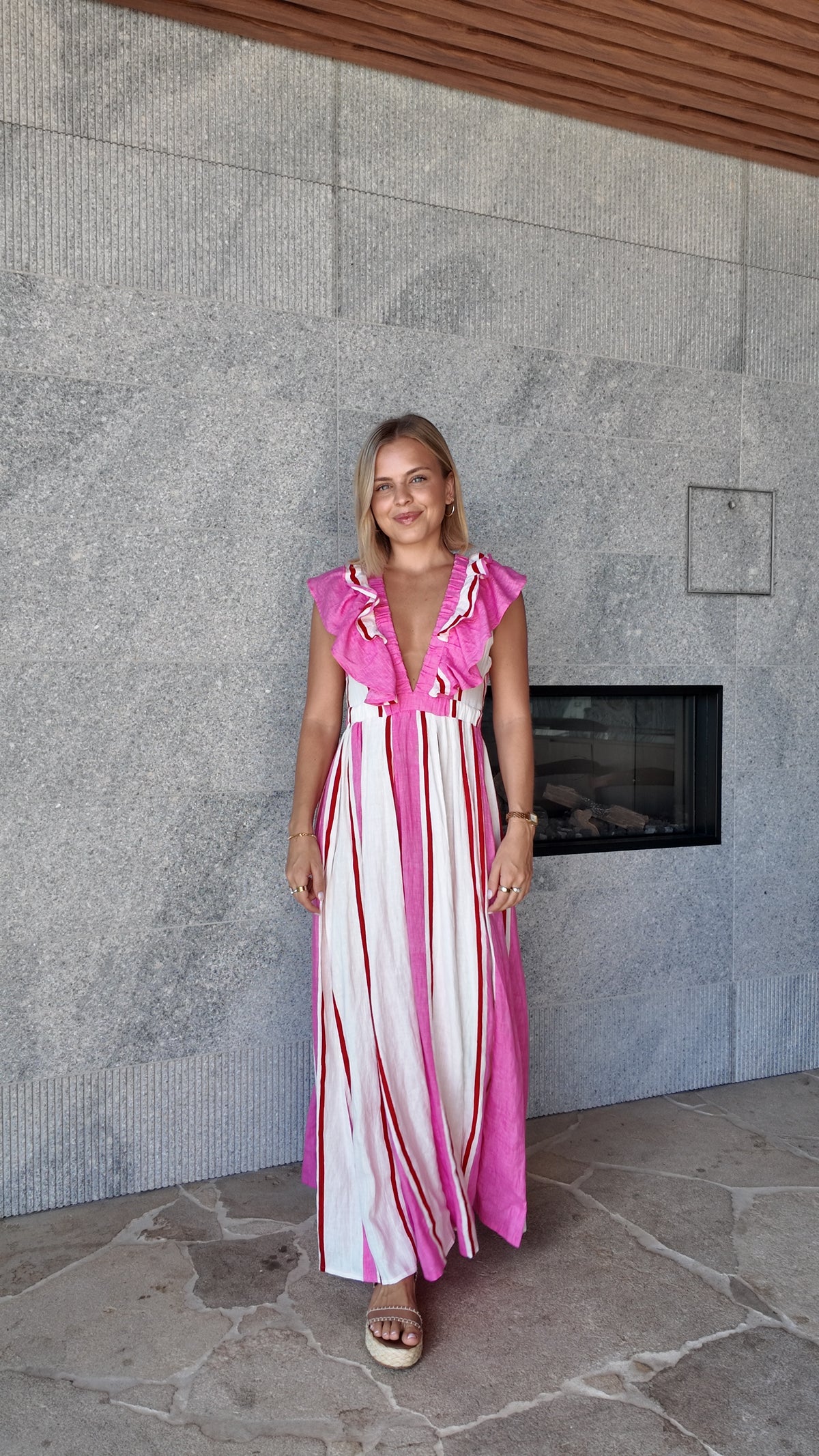 Frankie Dress Pink White