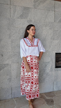 Mila Shirt Red White Trim