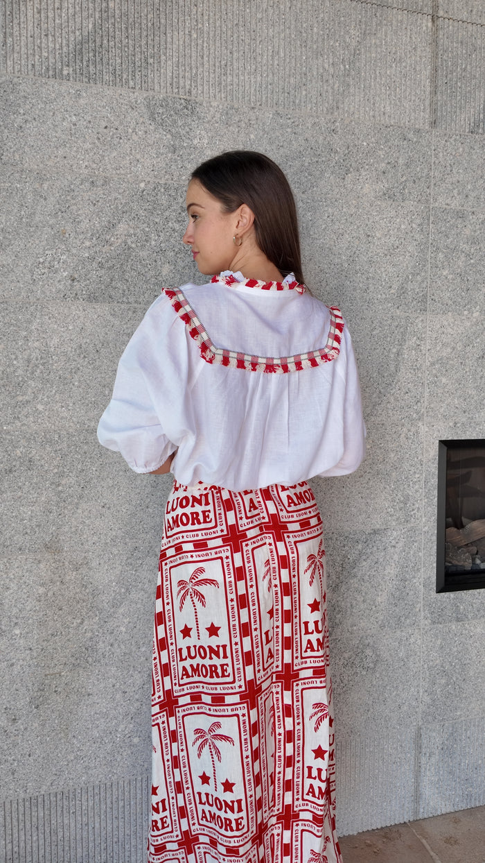 Mila Shirt Red White Trim