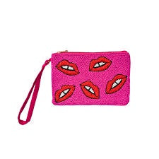 Fuschia Lips Beaded Clutch