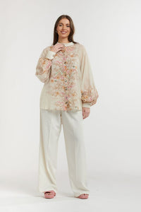 Floral Shirt Cream Beige