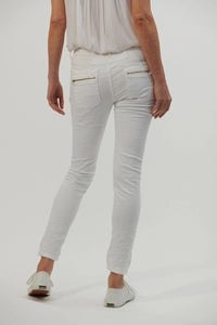 Button Jean White