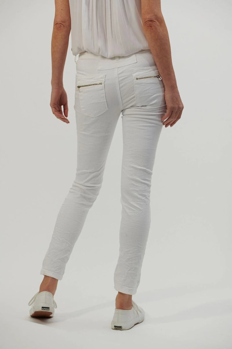 Button Jean White