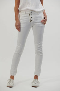 Button Jean White