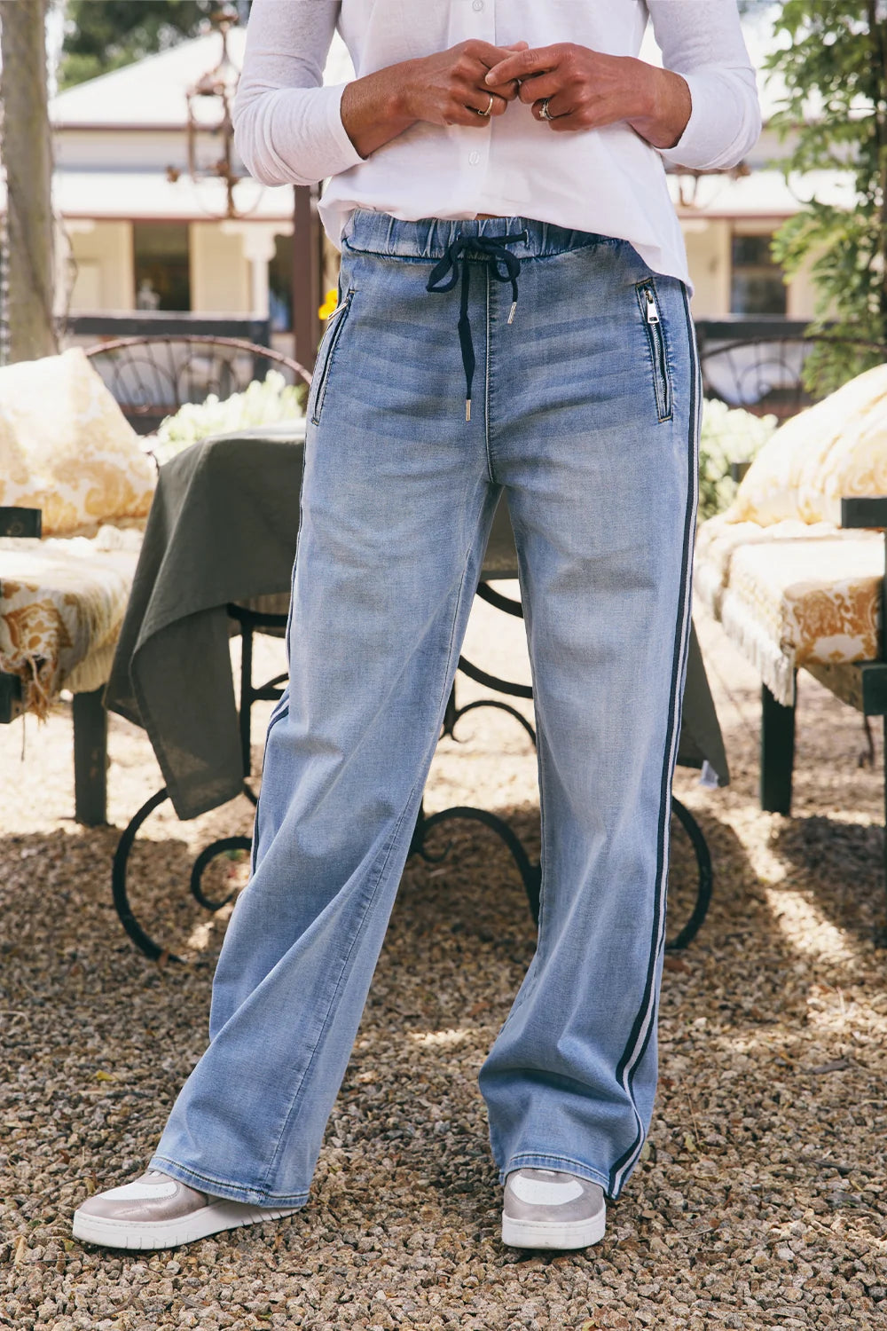 Glam Track Denim Navy Stripe