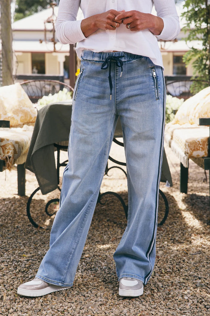 Glam Track Denim Navy Stripe
